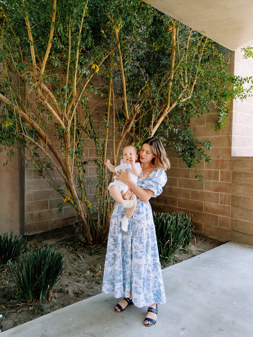 Kiko Nothing Fits But Blue & White Off-Shoulder Smocked Dress — image 2 of 4